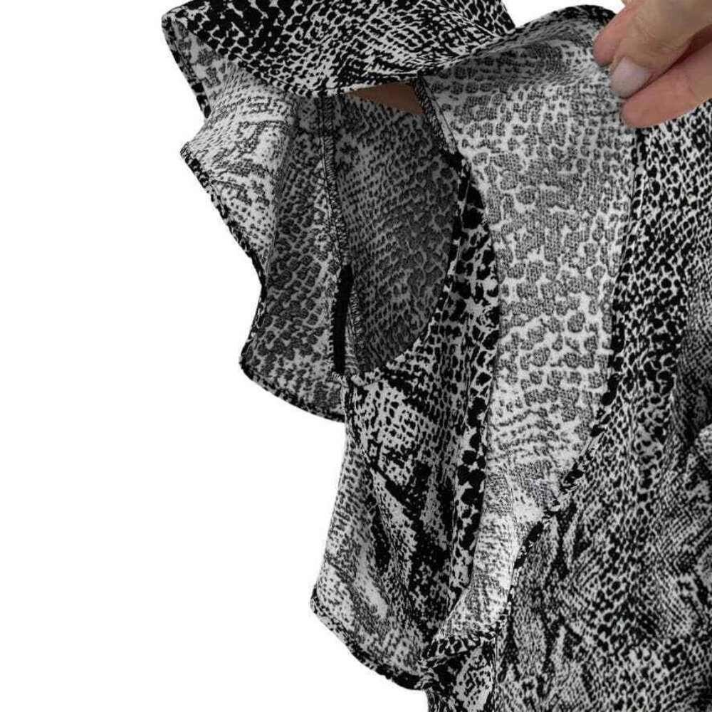 WHO WHAT WEAR - black/white snakeskin dress ruffle sleeve - XS - Picture 3 of 6